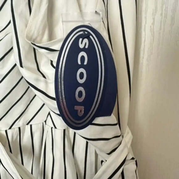 Scoop Belted Halter Midi Dress Women's L White Black Lined Minimalist - Picture 5 of 8